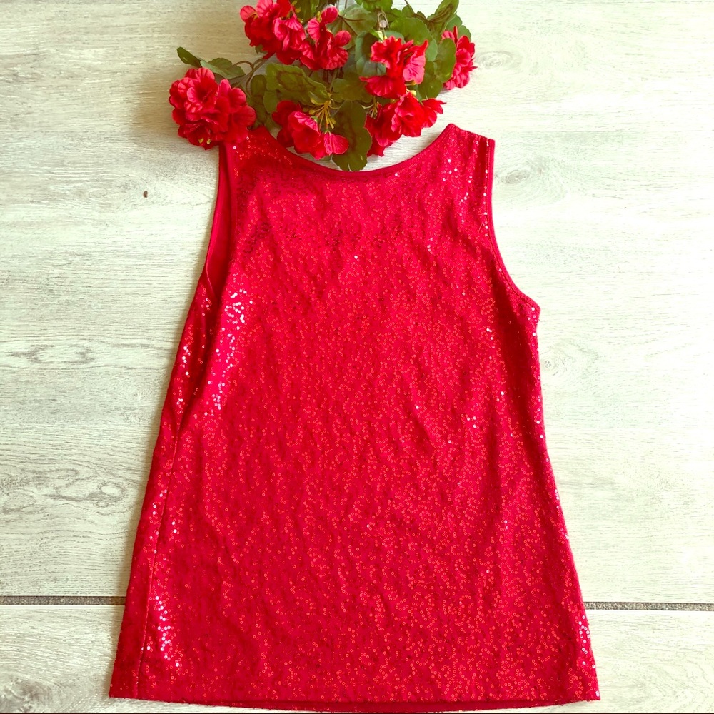 Red sequins tank top